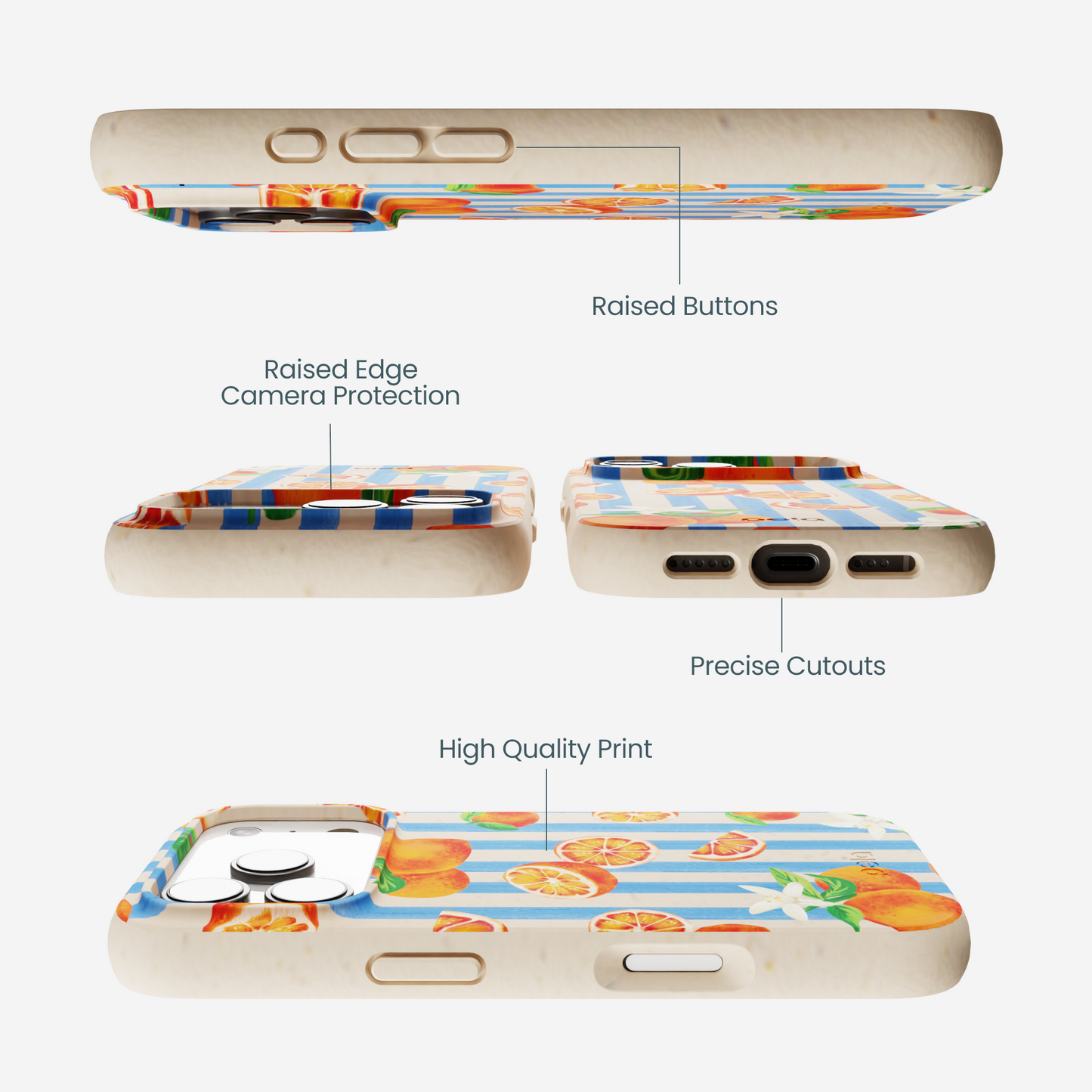 Seashell Blood Orange Stripes iPhone 17 Pro Case