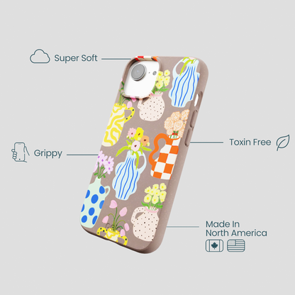 Chocolate Brown Bloom Ceramics iPhone 16e/17e Case