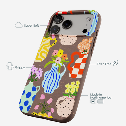 Chocolate Brown Bloom Ceramics iPhone 17 Pro Max Case