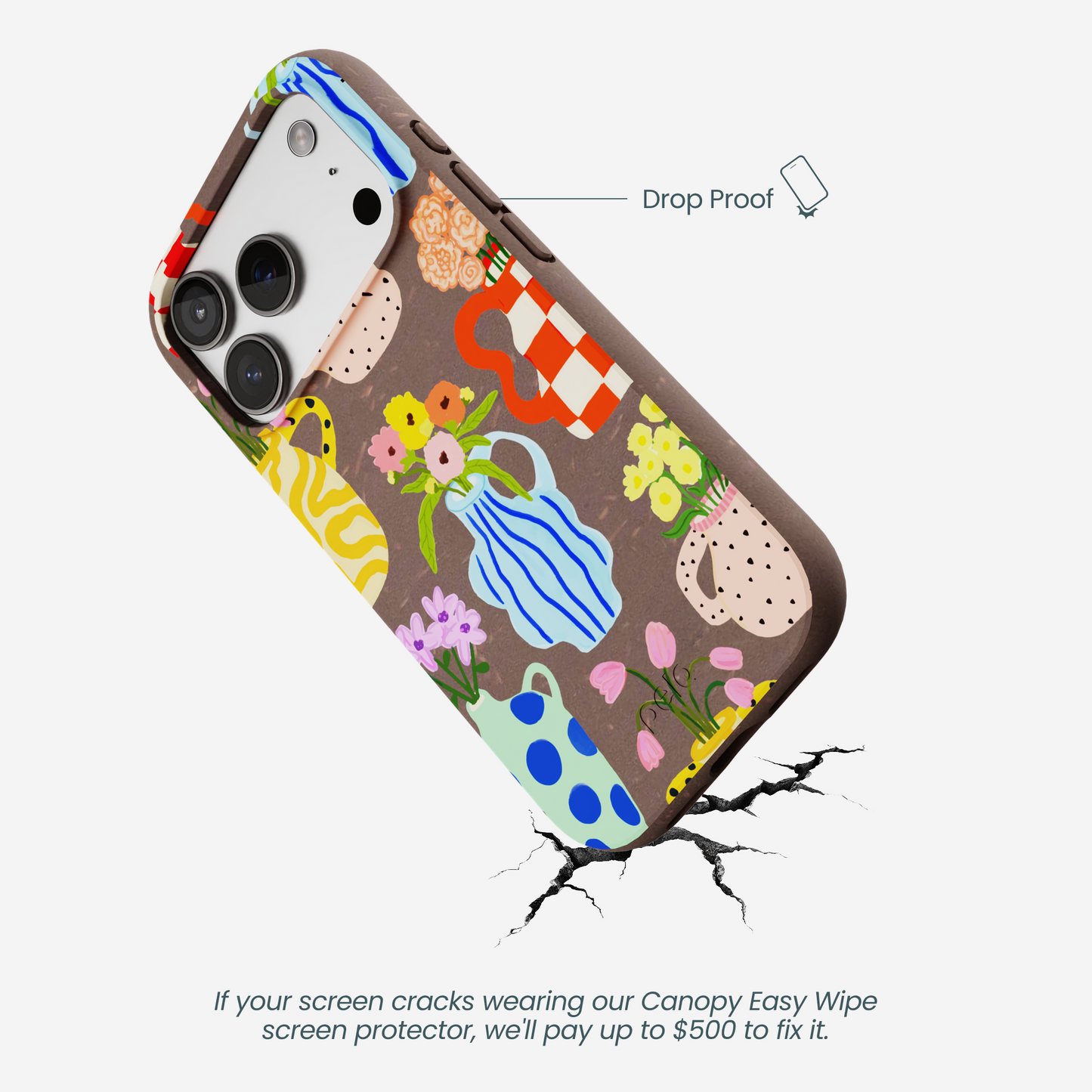 Chocolate Brown Bloom Ceramics iPhone 17 Pro Case