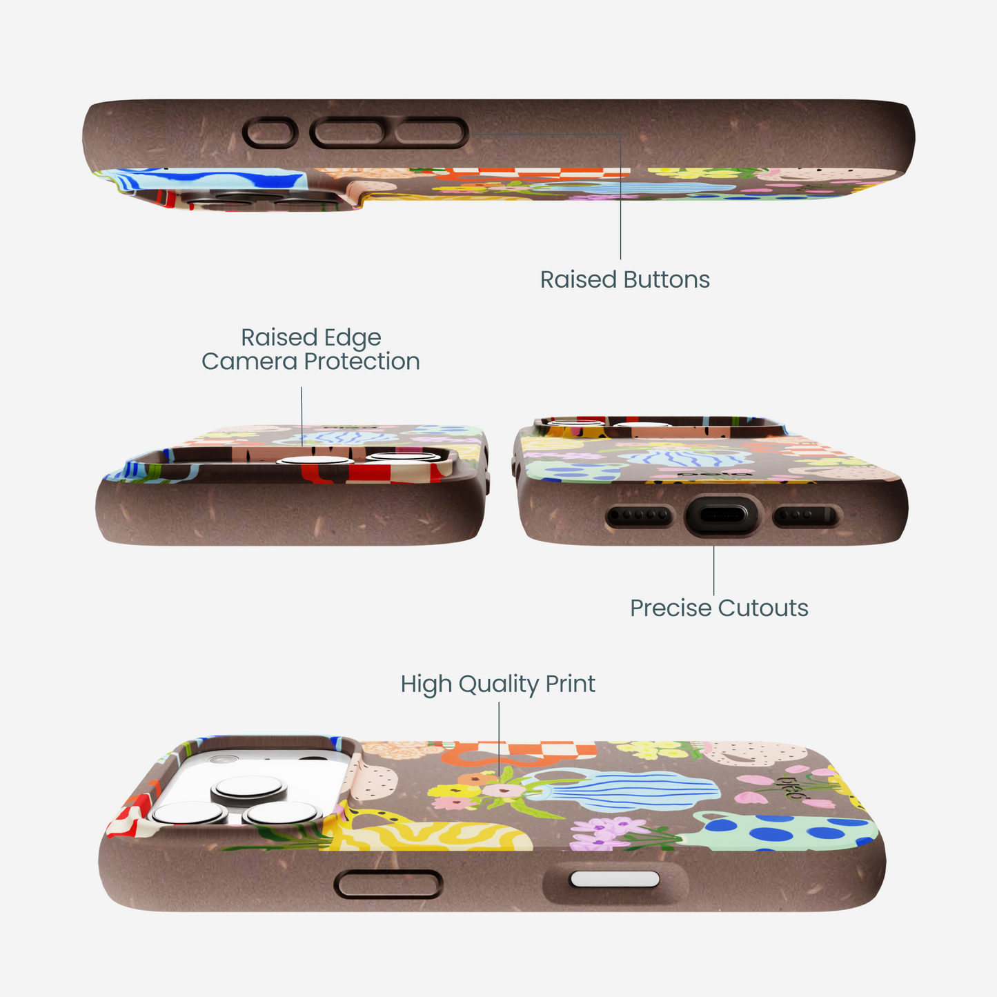Chocolate Brown Bloom Ceramics iPhone 17 Pro Case