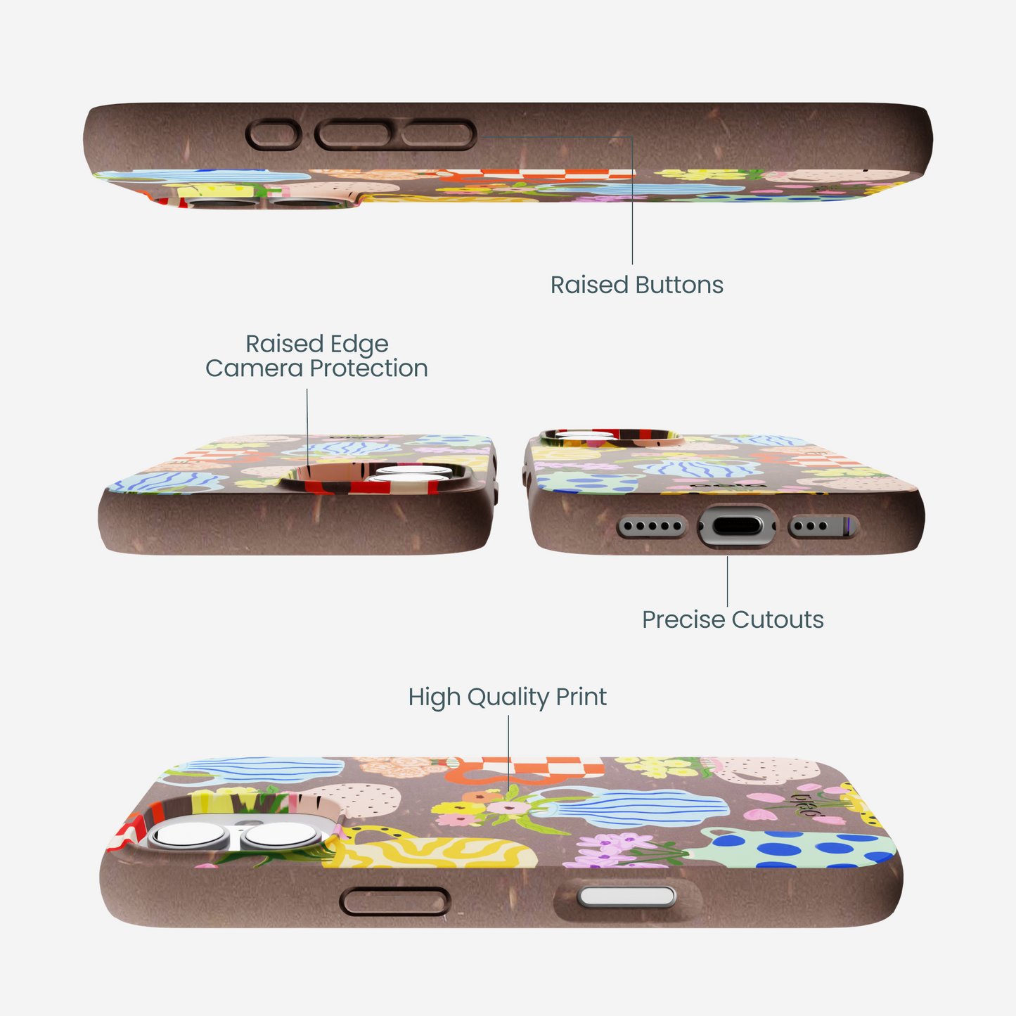 Chocolate Brown Bloom Ceramics iPhone 17 Case