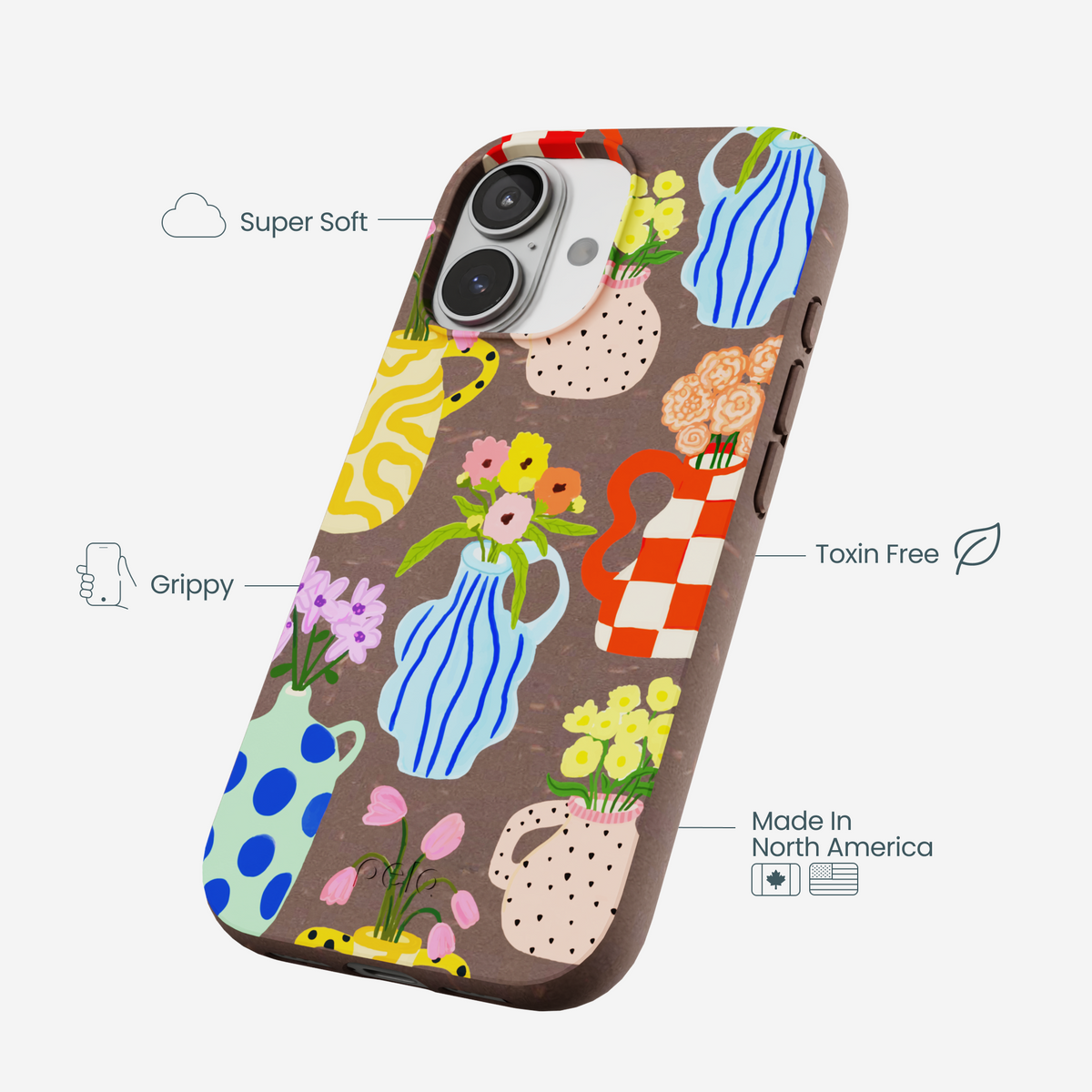 Chocolate Brown Bloom Ceramics iPhone 17 Case