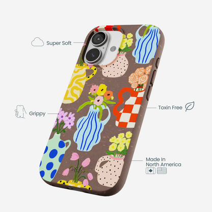 Chocolate Brown Bloom Ceramics iPhone 17 Case