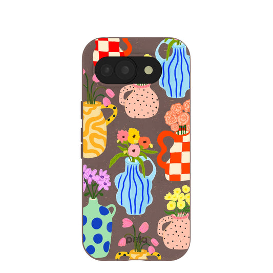 Chocolate Brown Bloom Ceramics Google Pixel 10a Case