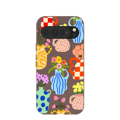 Chocolate Brown Bloom Ceramics Google Pixel 10 Pro XL Case
