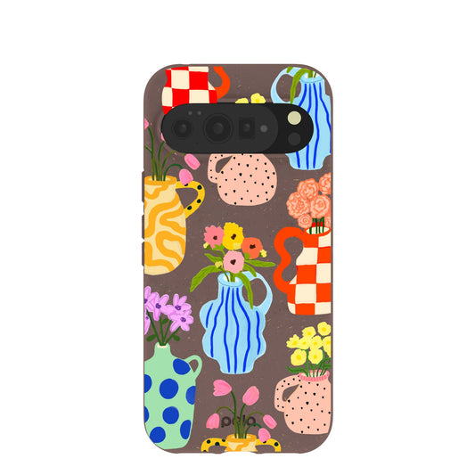 Chocolate Brown Bloom Ceramics Google Pixel 10 Pro XL Case