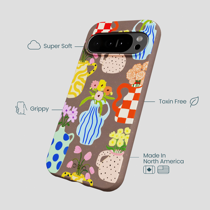 Chocolate Brown Bloom Ceramics Google Pixel 10 Pro XL Case