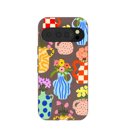 Chocolate Brown Bloom Ceramics Google Pixel 10/10 Pro Case