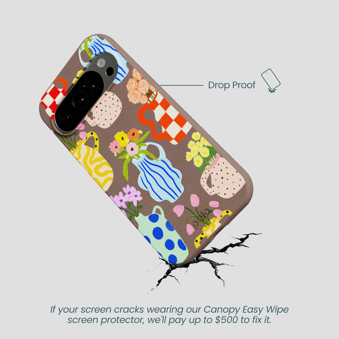 Chocolate Brown Bloom Ceramics Google Pixel 10/10 Pro Case