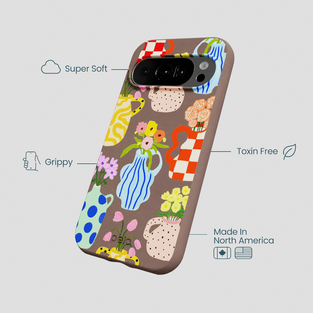 Chocolate Brown Bloom Ceramics Google Pixel 10/10 Pro Case