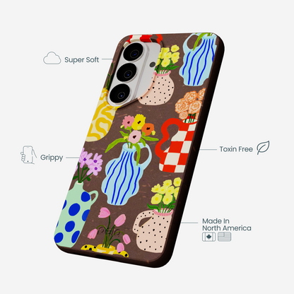 Chocolate Brown Bloom Ceramics Samsung Galaxy S26 Case