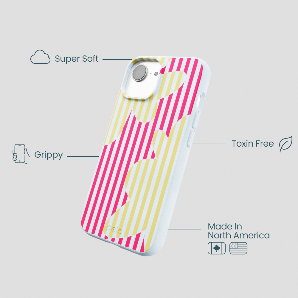 Powder Blue Blooming Stripes iPhone 16e/17e Case