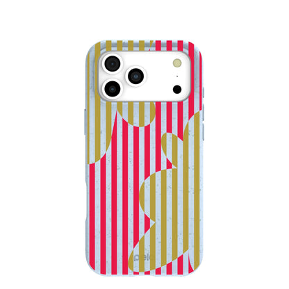 Powder Blue Blooming Stripes iPhone 17 Pro Max Case