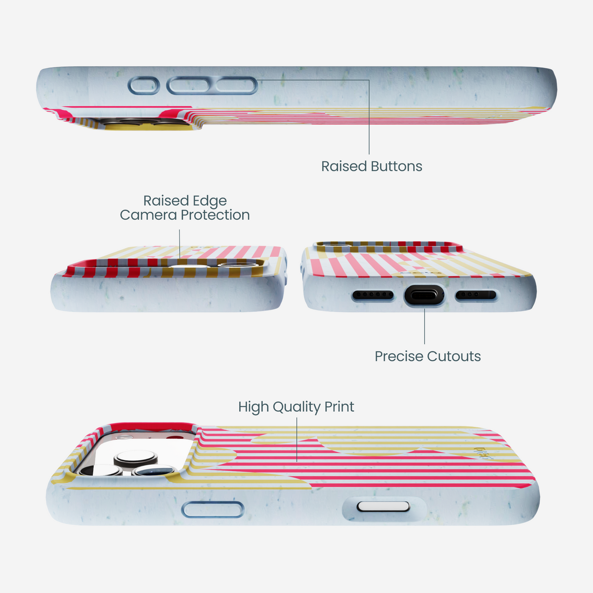 Powder Blue Blooming Stripes iPhone 17 Pro Max Case