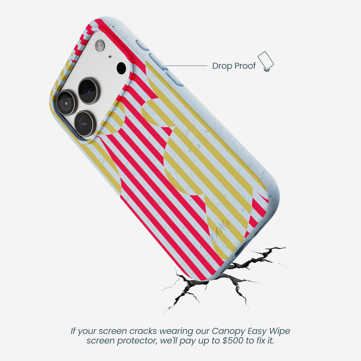 Powder Blue Blooming Stripes iPhone 17 Pro Case