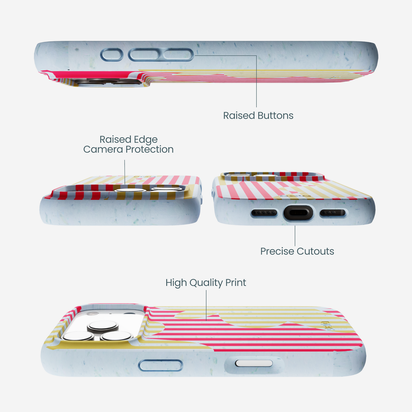 Powder Blue Blooming Stripes iPhone 17 Pro Case