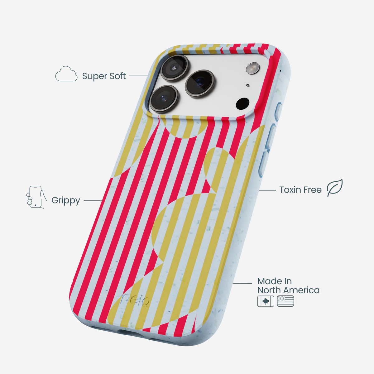 Powder Blue Blooming Stripes iPhone 17 Pro Case