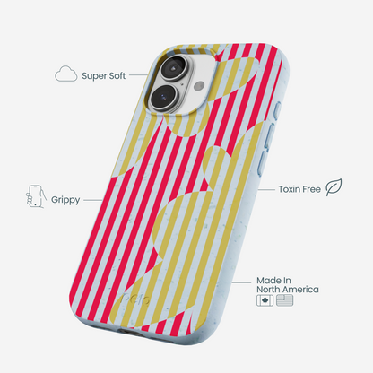 Powder Blue Blooming Stripes iPhone 17 Case