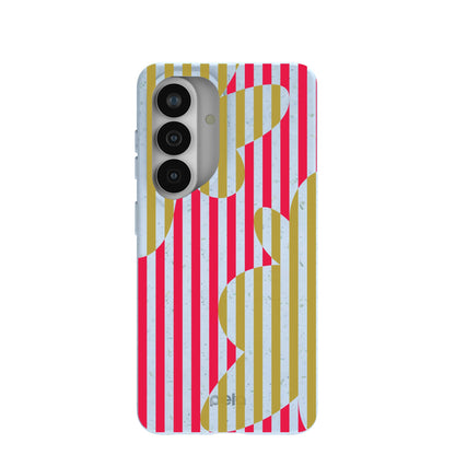Powder Blue Blooming Stripes Samsung Galaxy S26 Case