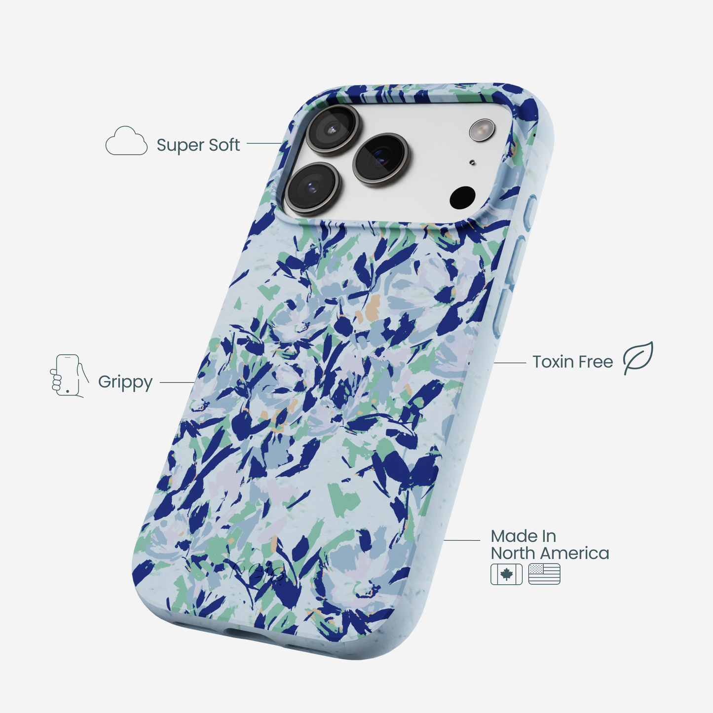 Powder Blue Blue Blooms iPhone 17 Pro Case
