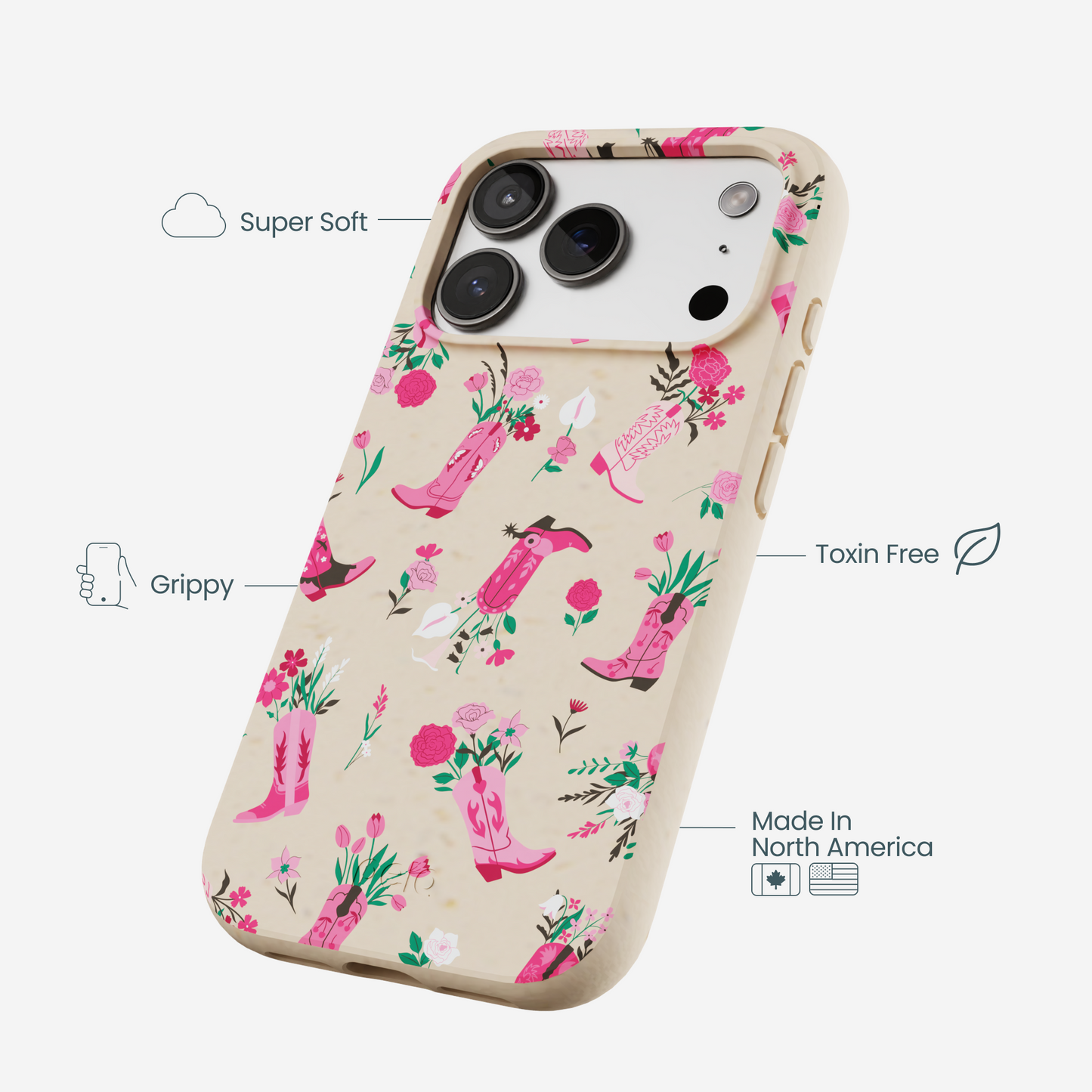 Seashell Boots N Flowers iPhone 17 Pro Case