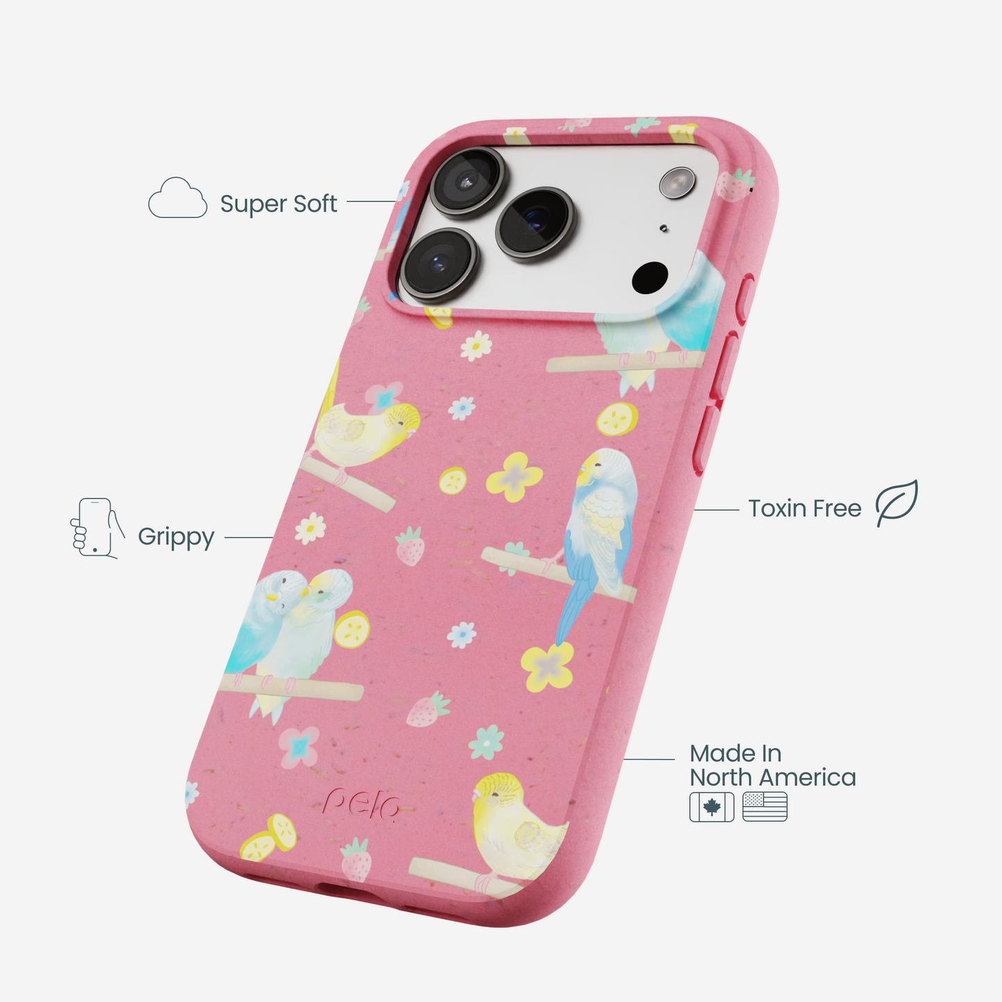Bubblegum Pink Budgie Daydream iPhone 17 Pro Case