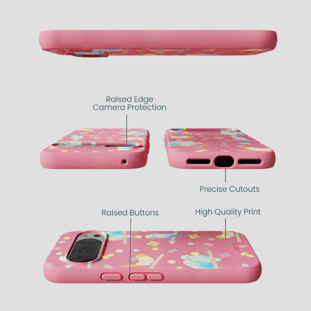 Bubblegum Pink Budgie Daydream Google Pixel 10/10 Pro Case