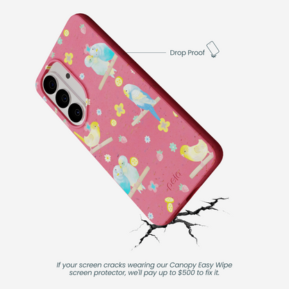 Bubblegum Pink Budgie Daydream Samsung Galaxy S26 Case