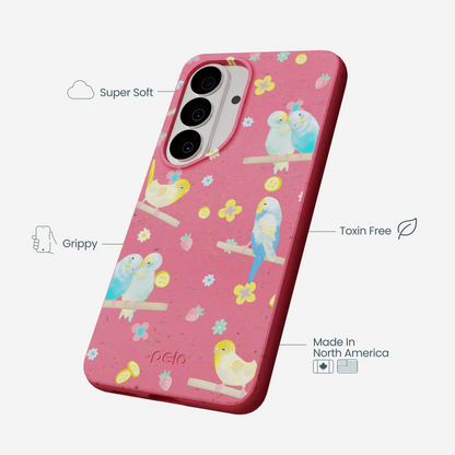 Bubblegum Pink Budgie Daydream Samsung Galaxy S26 Case