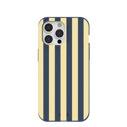 Navy Blue Butter Yellow Stripes iPhone 15 Pro Max Case
