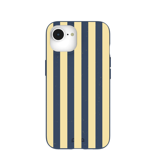 Navy Blue Butter Yellow Stripes iPhone 16e/17e Case