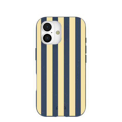 Navy Blue Butter Yellow Stripes iPhone 17 Case