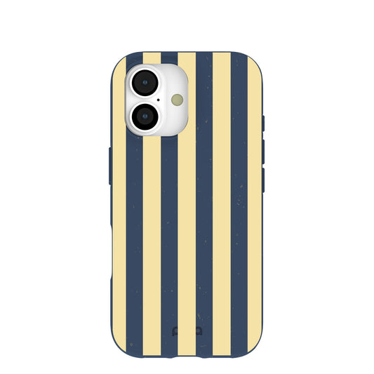 Navy Blue Butter Yellow Stripes iPhone 17 Case