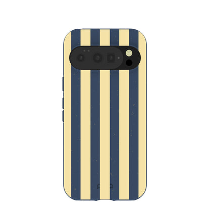 Navy Blue Butter Yellow Stripes Google Pixel 10/10 Pro Case