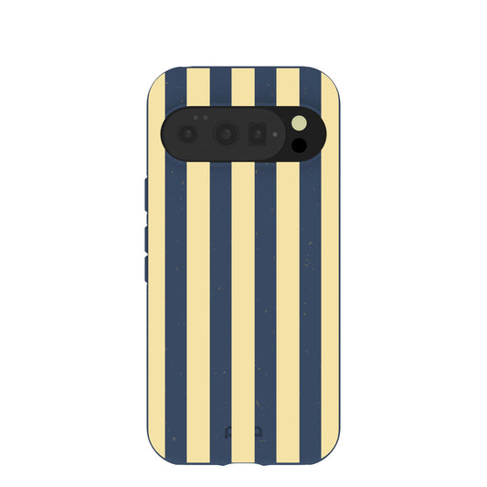 Navy Blue Butter Yellow Stripes Google Pixel 10/10 Pro Case