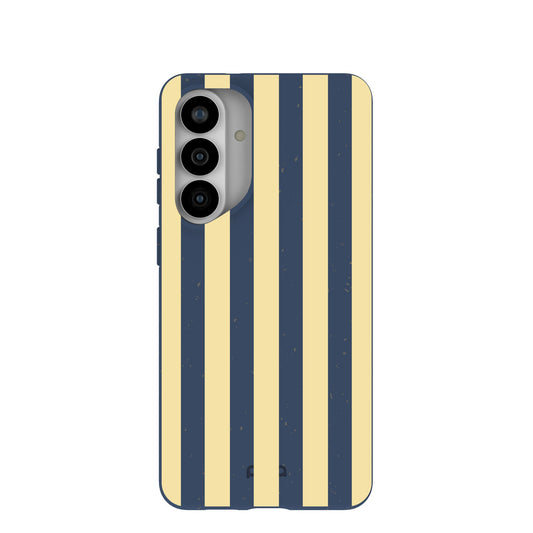 Navy Blue Butter Yellow Stripes Samsung Galaxy S26+(Plus) Case