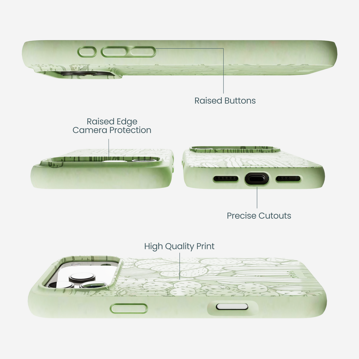 Sage Green Cacti iPhone 17 Pro Max Case
