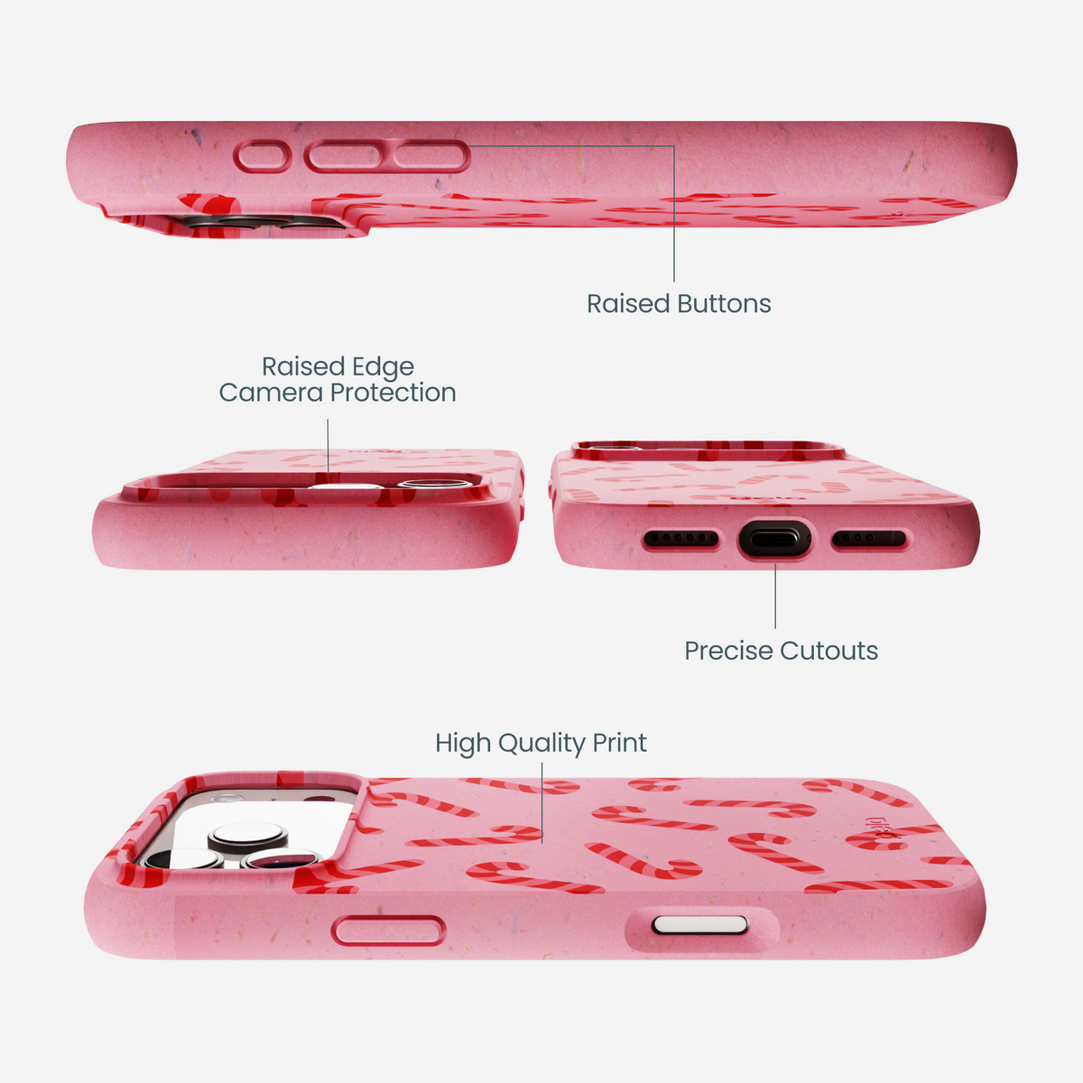 Bubblegum Pink Candy Cane Chaos iPhone 17 Pro Max Case