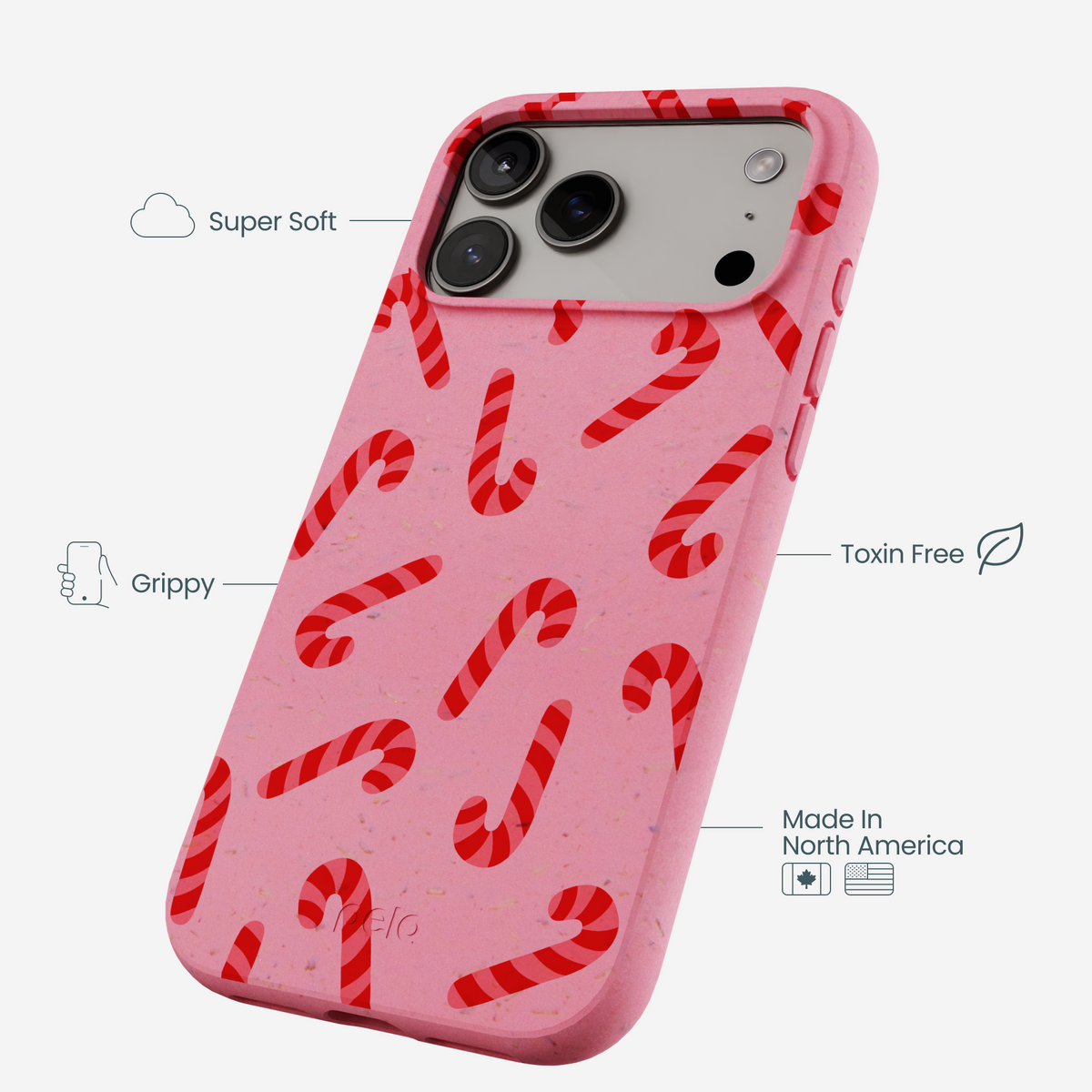 Bubblegum Pink Candy Cane Chaos iPhone 17 Pro Max Case