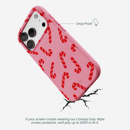 Bubblegum Pink Candy Cane Chaos iPhone 17 Pro Case
