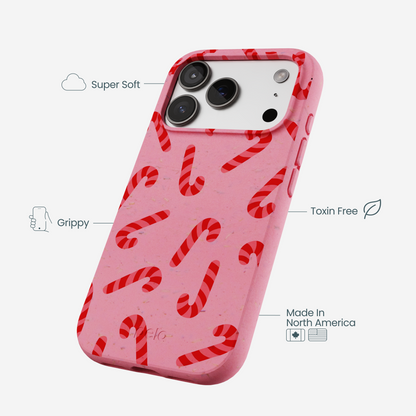 Bubblegum Pink Candy Cane Chaos iPhone 17 Pro Case