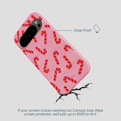 Bubblegum Pink Candy Cane Chaos Google Pixel 10/10 Pro Case