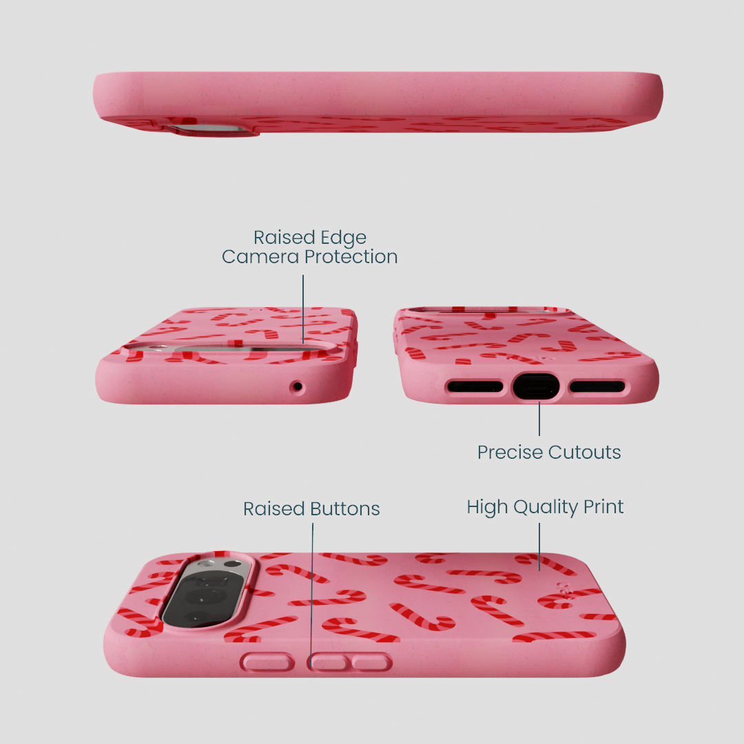 Bubblegum Pink Candy Cane Chaos Google Pixel 10/10 Pro Case