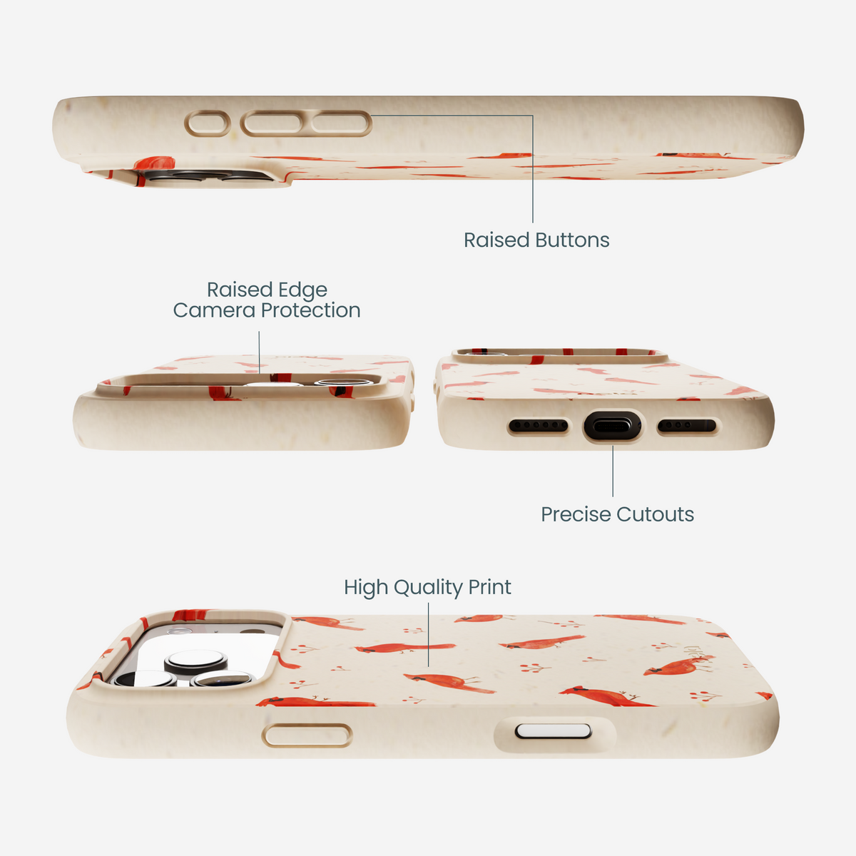Seashell Cardinals iPhone 17 Pro Max Case