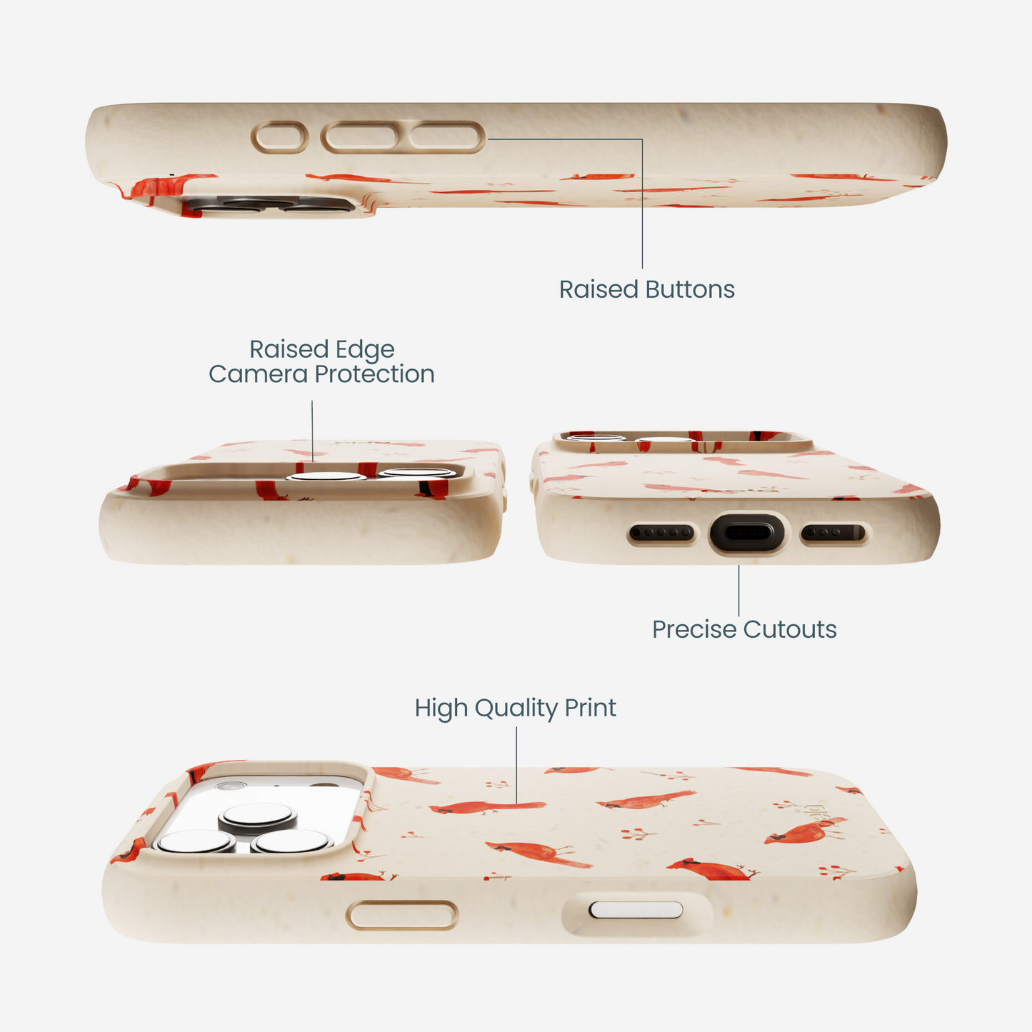 Seashell Cardinals iPhone 17 Pro Case
