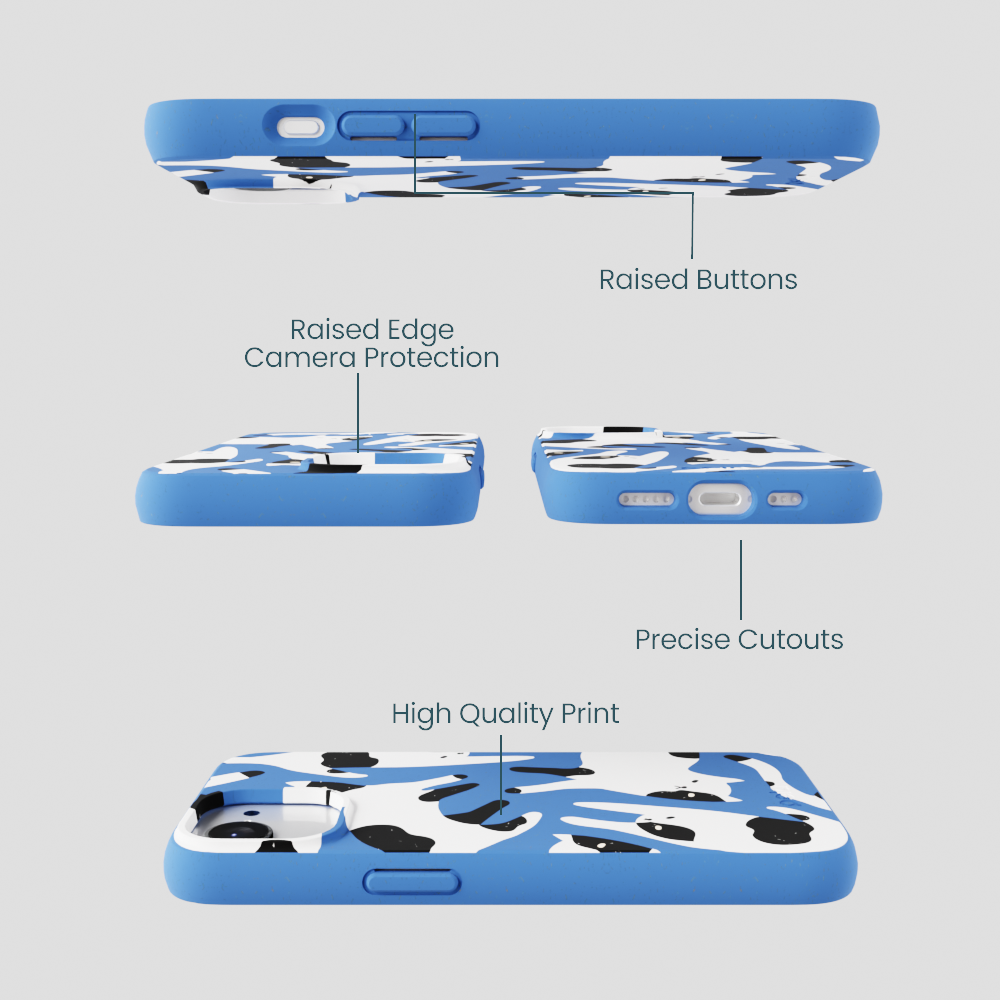Electric Blue Cat Cow iPhone 16e/17e Case
