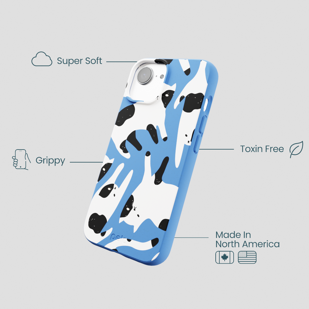 Electric Blue Cat Cow iPhone 16e/17e Case