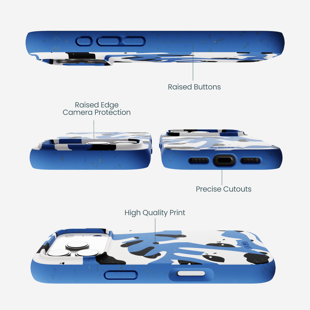 Electric Blue Cat Cow iPhone 17 Pro Case