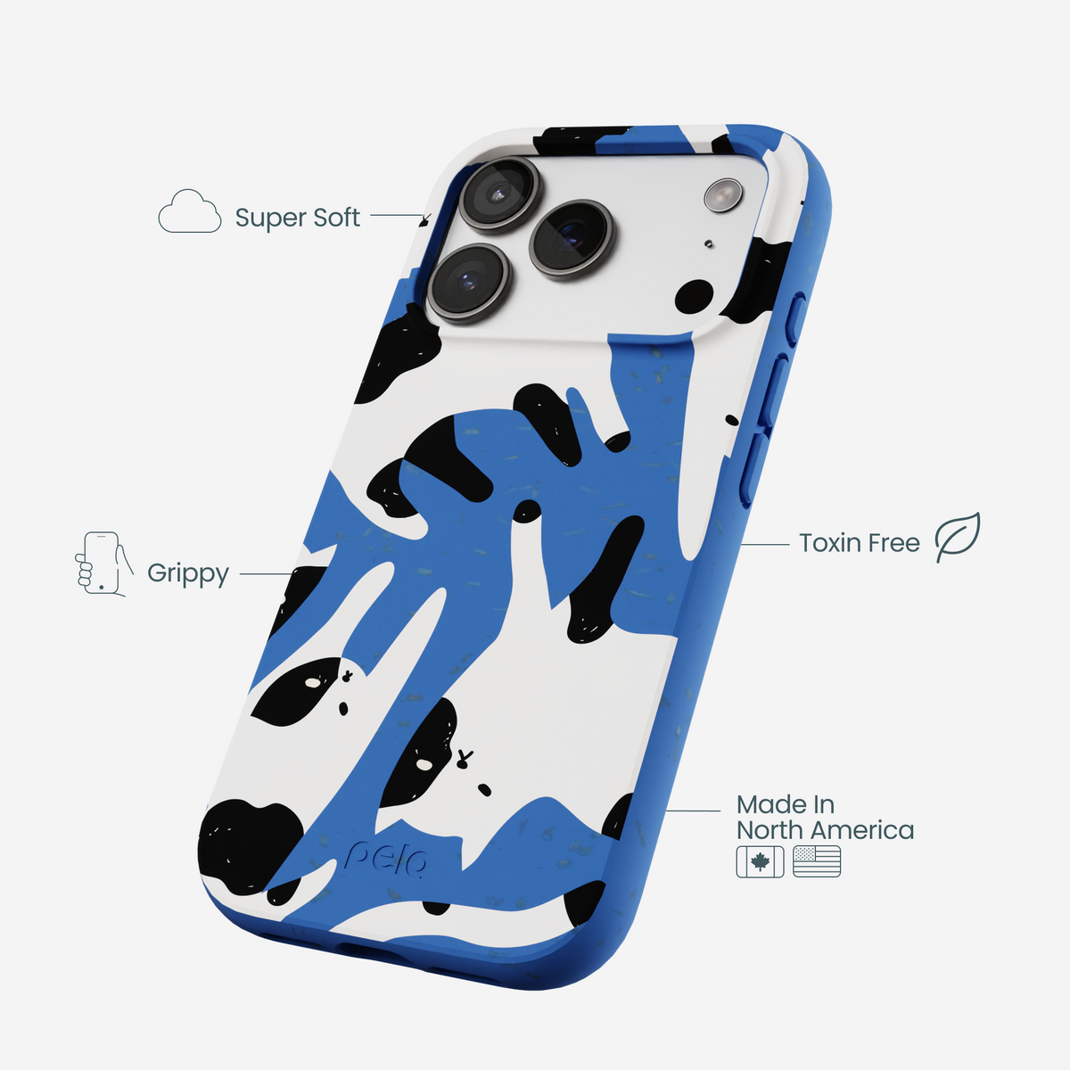 Electric Blue Cat Cow iPhone 17 Pro Case